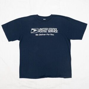 Vintage 90s Y2k USPS United States Post Office T Shirt XL Navy Blue Spellout